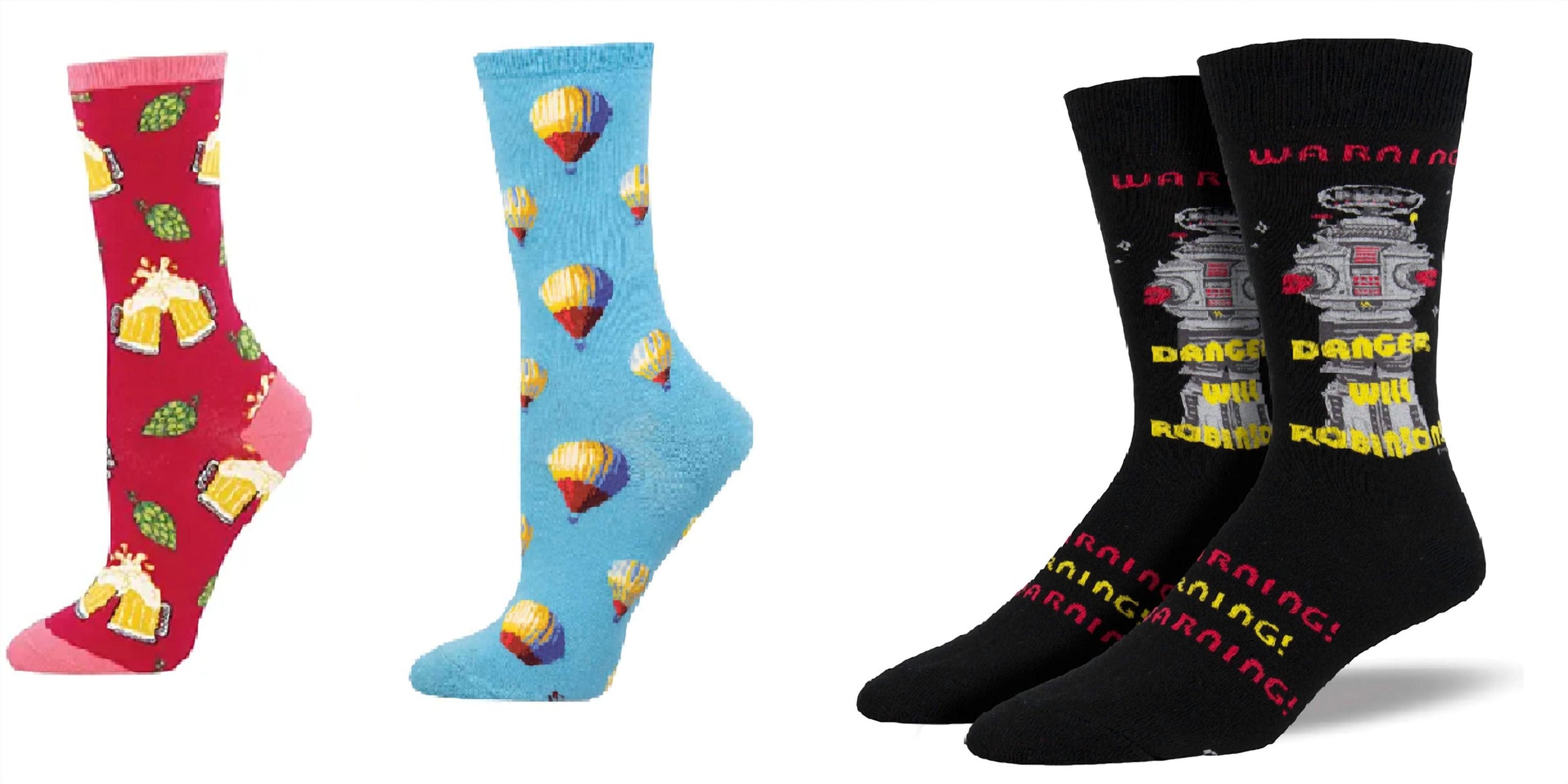 SOCKSMITH Women's Hoppier Together & Hot Air & Danger Will Robinson Socks - Set Of 3 Pair in multi - women's accessory
