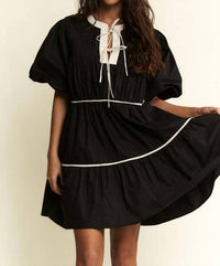 JADE BY JANE Solid Tiered Mini Dress in black - women's dress