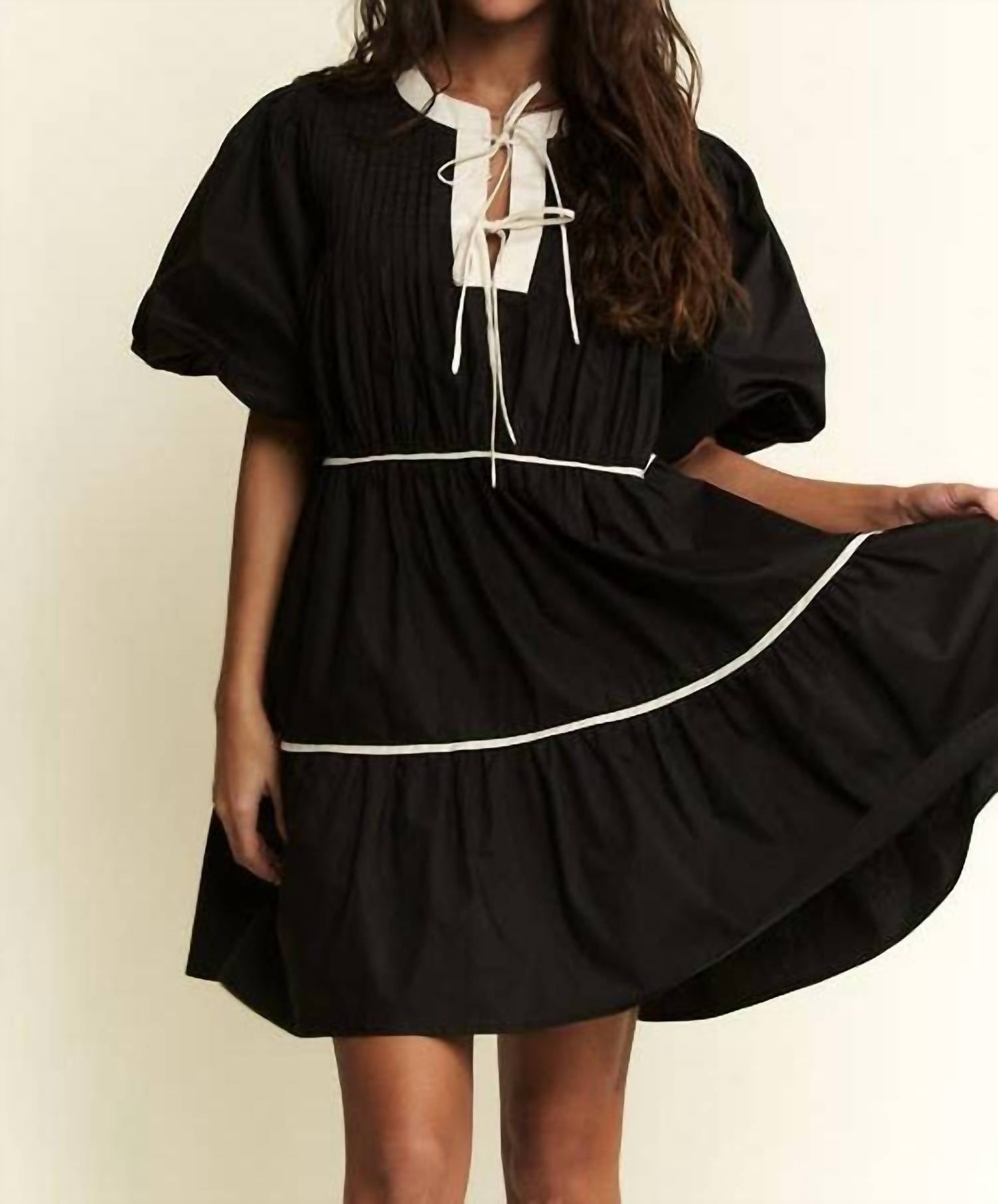 JADE BY JANE Solid Tiered Mini Dress in black - women's dress