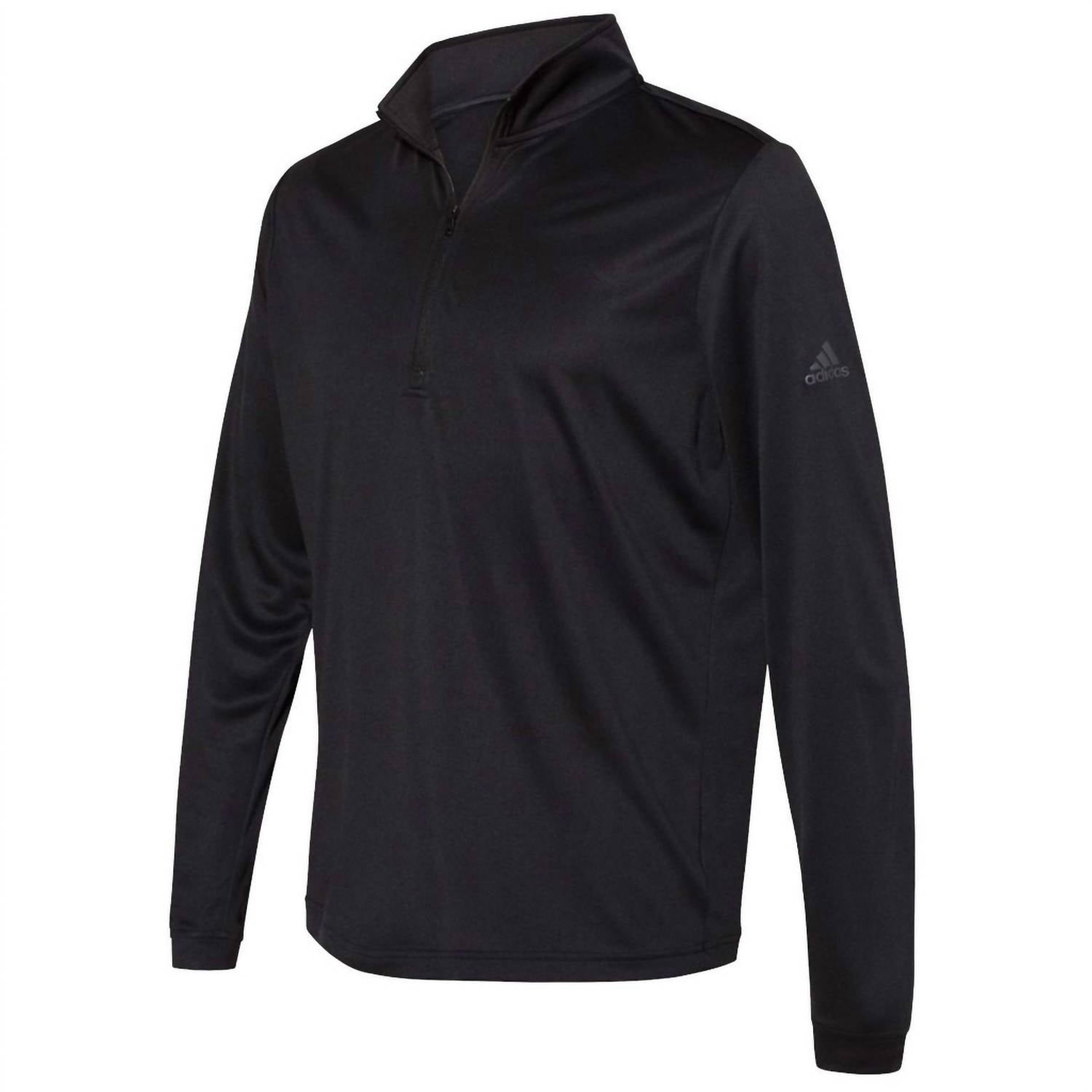 adidas Men's Lightweight Quarter Zip Top in heather black - men's sweater - detail view