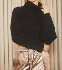 Idem Ditto - Turtle Neck Loose Fit Crop Sweater