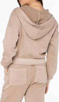 ROXY Sahara Vibes Zip Hoodie in warm taupe - women's top - detail view