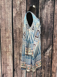 PRINTED COLD SHOULDER DRESS