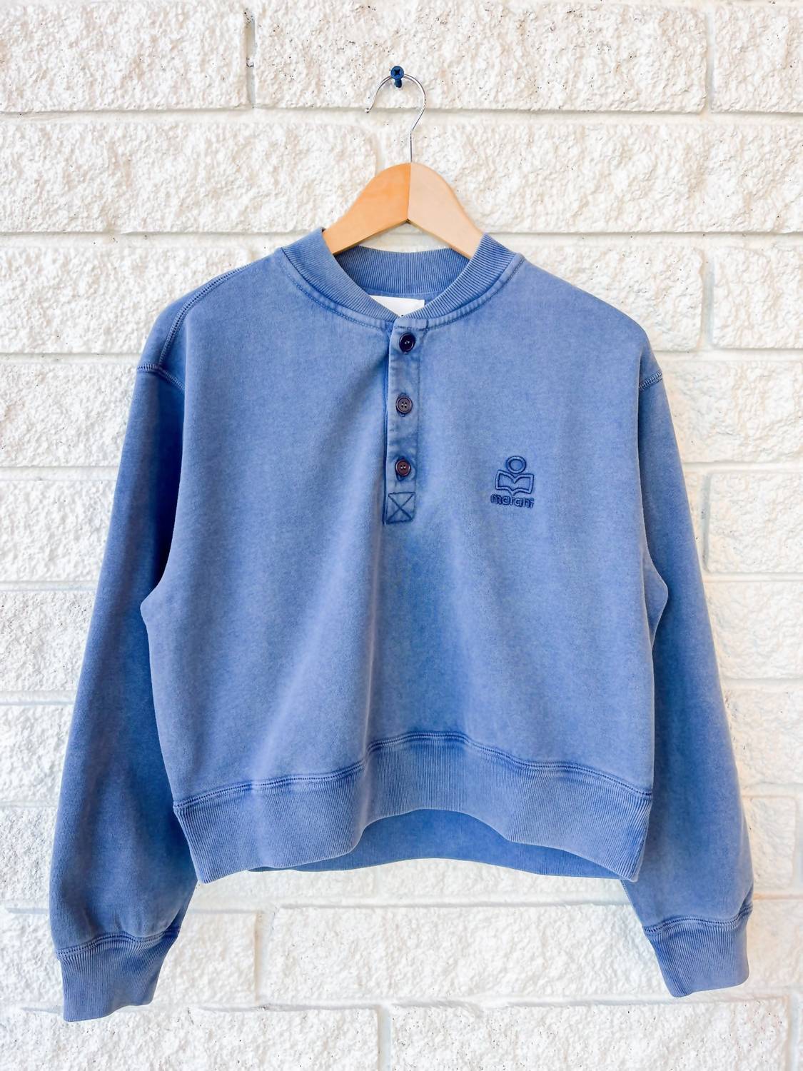ISABEL MARANT Women's Simony Long Sleeve Sweatshirt in indigo - women's top - detail view