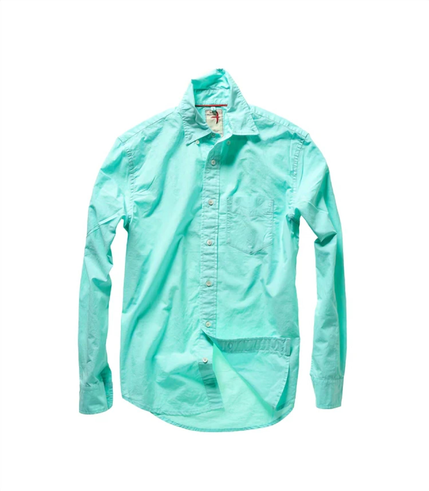 Relwen Men's Yarn-dyed Poplin Shirt in mint green - men's shirt