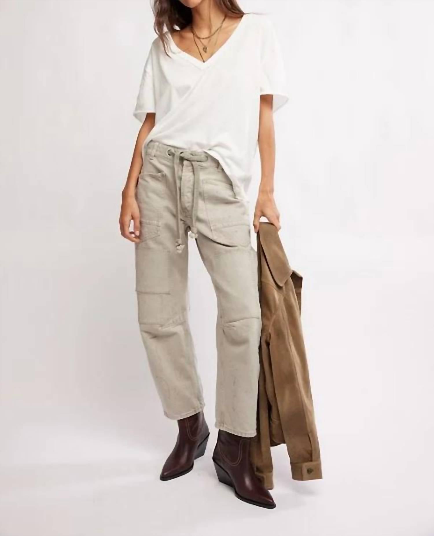 Free People - Moxie Low Slung Pull On Barrel Jeans