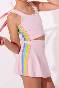 Lola + The Boys - Girl's Rainbow Sherbet Sequin Tennis Set