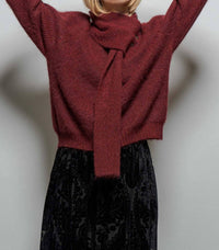 Urban Daizy - Detachable Scarf Ribbed Knit Sweater