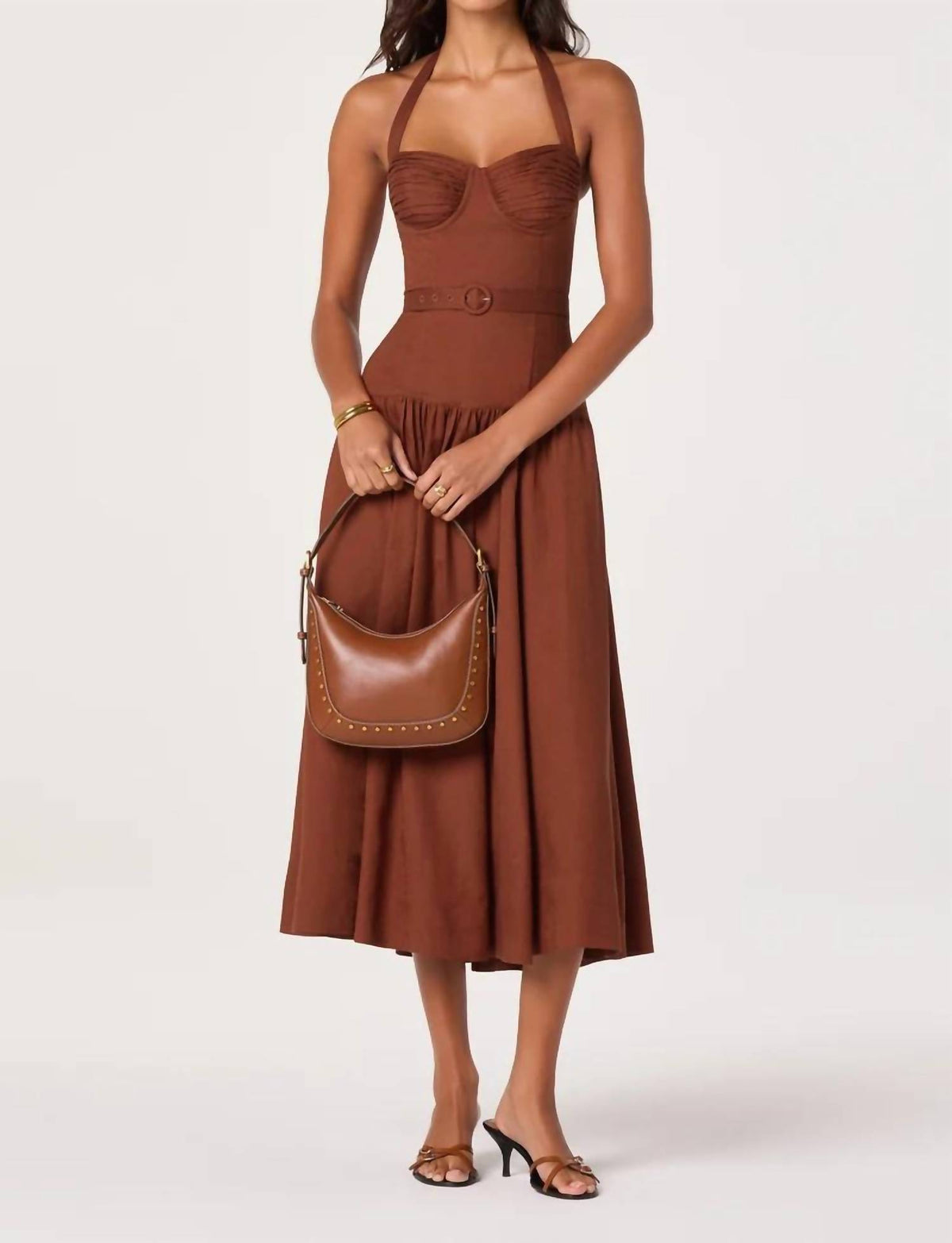 Astr - Katinka Belted Halter Midi Dress
