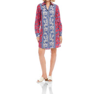 Karen Kane - Long Sleeve Border Print Shirtdress