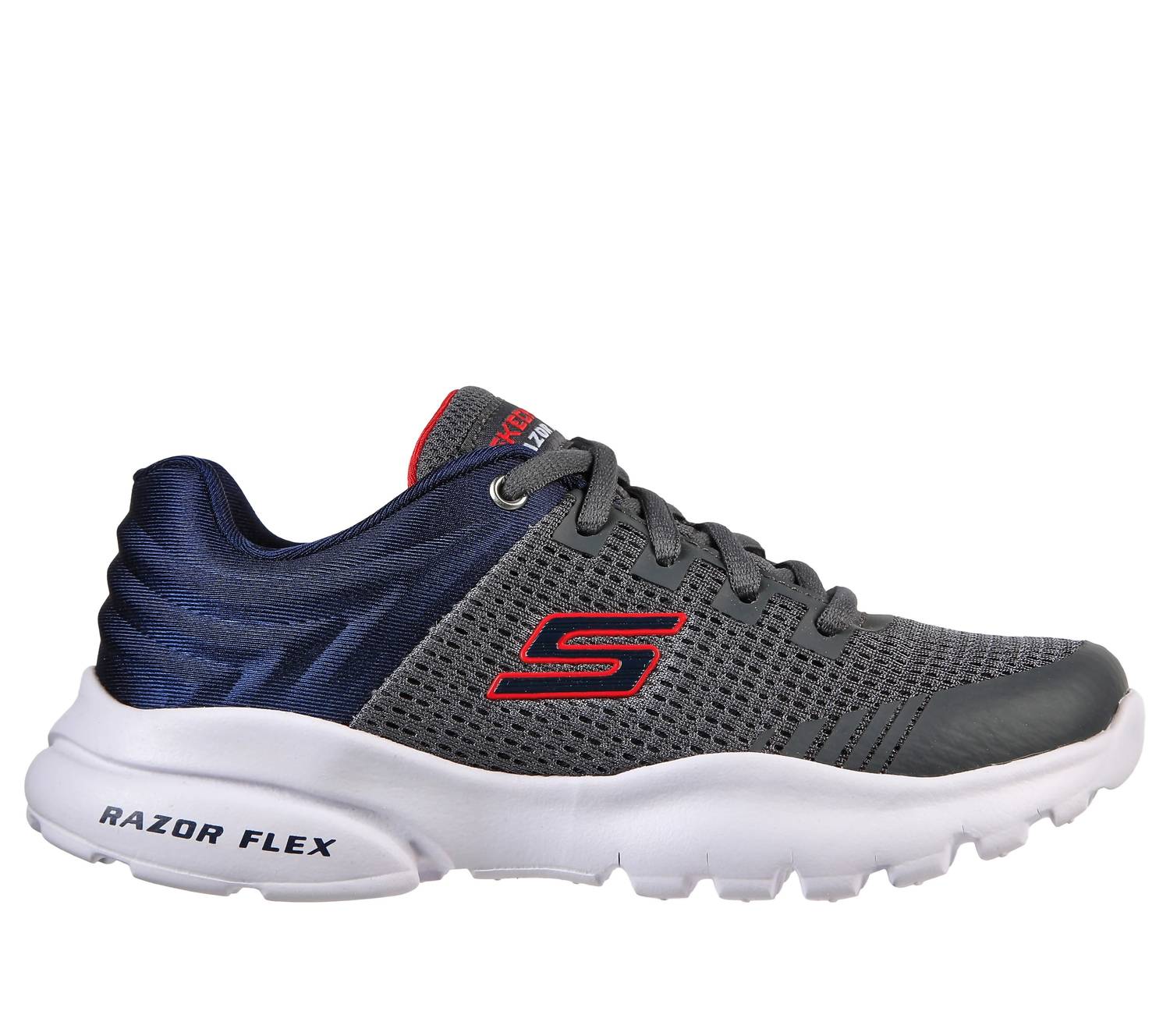 Skechers Boys Skorvo Shoes in charcoal navy - kids' sneaker