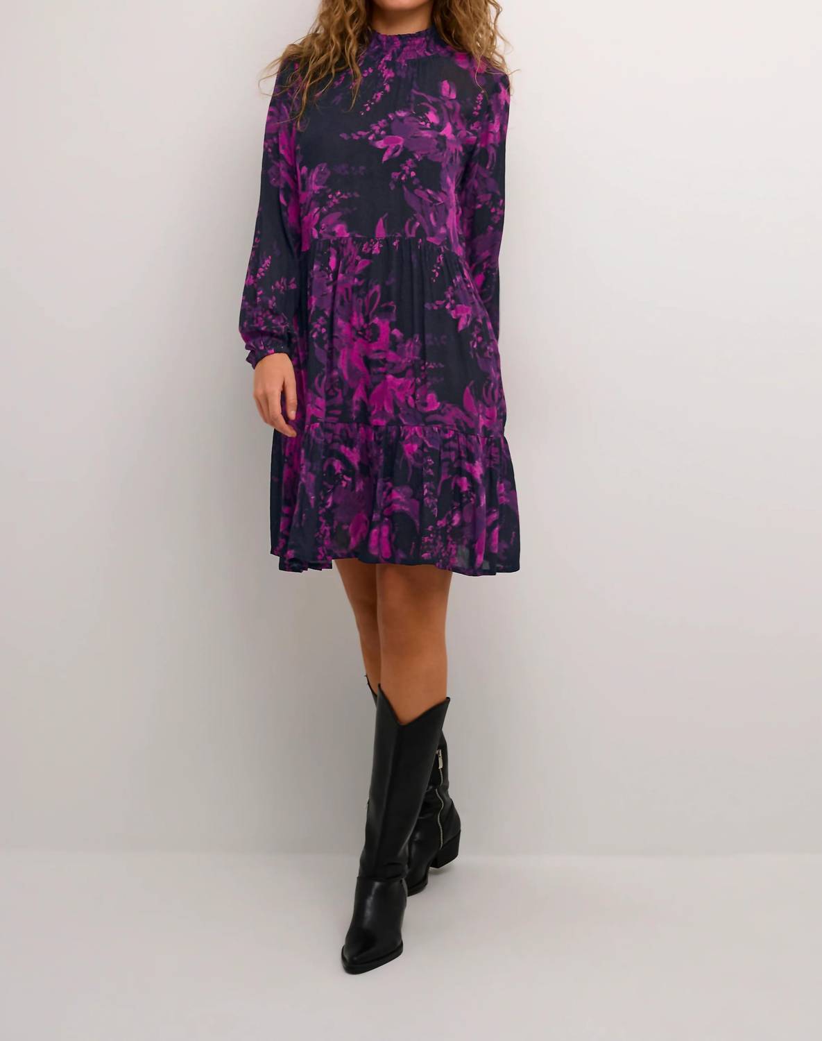 Kaffe - Karikka Long Sleeves High Neck Midi Dress