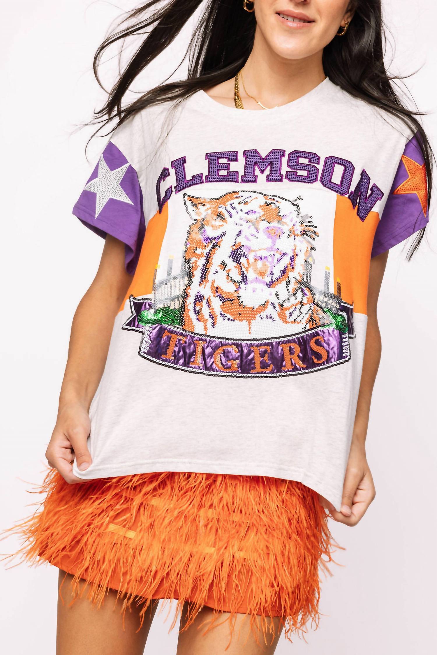 Queen Of Sparkles - Clemson Vintage Stadium Star Tee