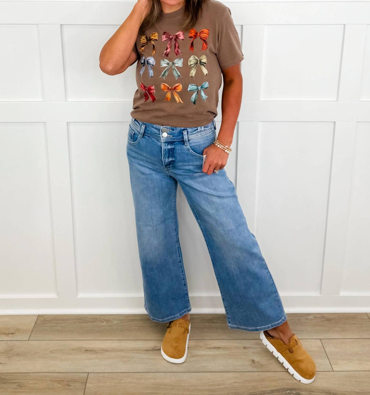 Risen - Caitlyn Tummy Control High-rise Cropped Wide Leg Jeans