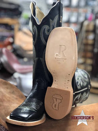 R Watson Boots - Women's Ebony Calf Wide Square Toe Cowboy Boot