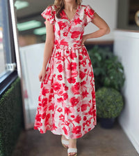 In February Lana Dress in vibrant red - women's dress