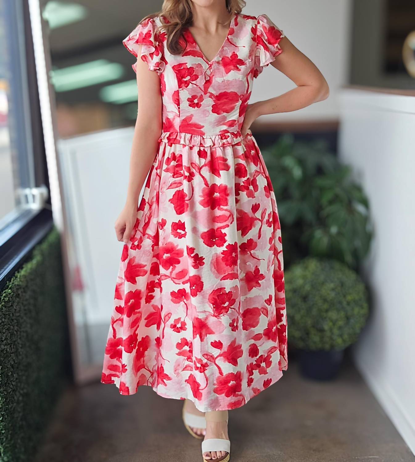 In February Lana Dress in vibrant red - women's dress