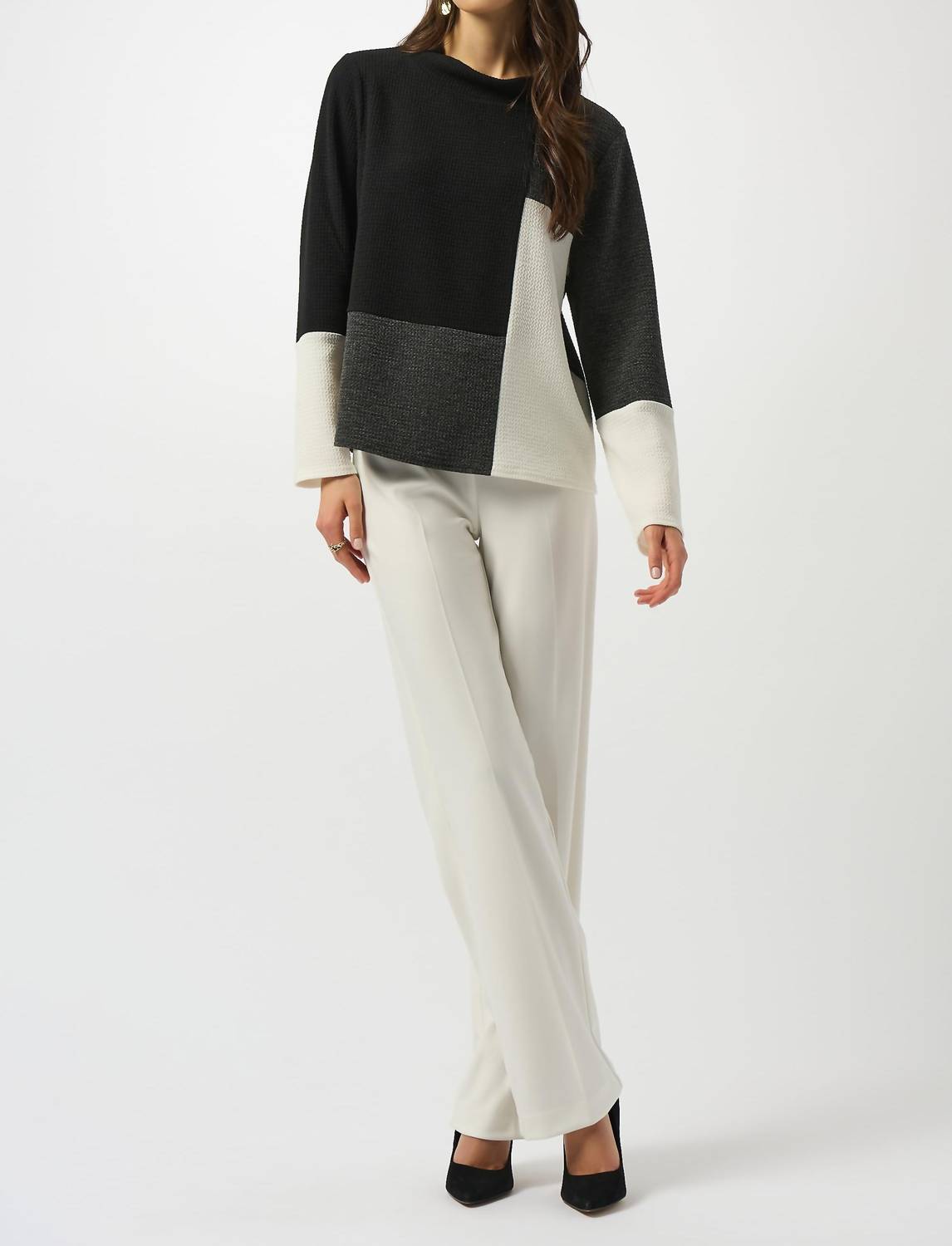 Joseph Ribkoff - Color-blocked High Neck Pullover