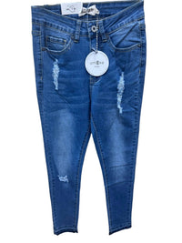 umgee Women's Distressed Skinny Jeans in medium blue - women's jeans