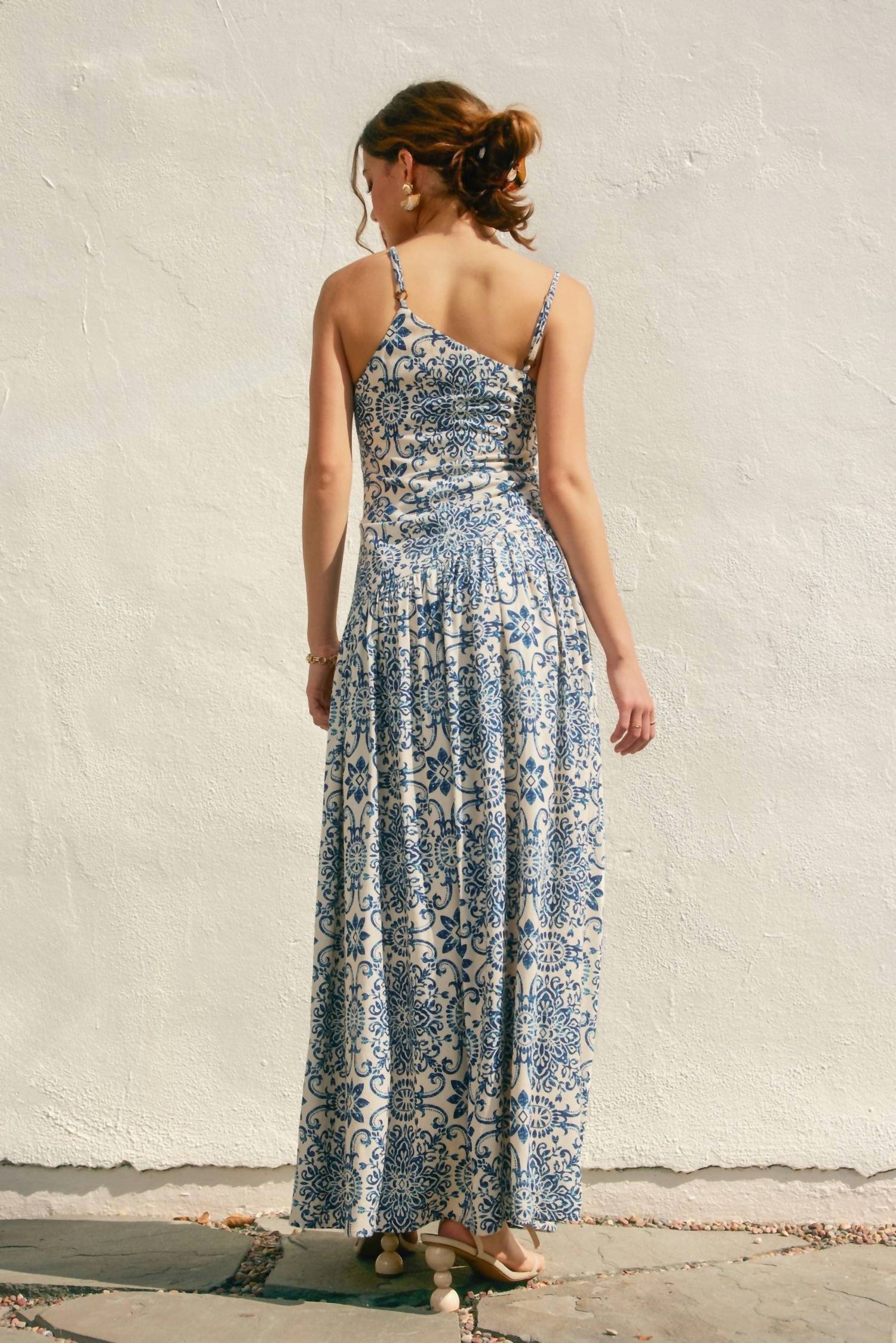 Dress Forum - Summer Capri Drop Waist Ruched Maxi Dress