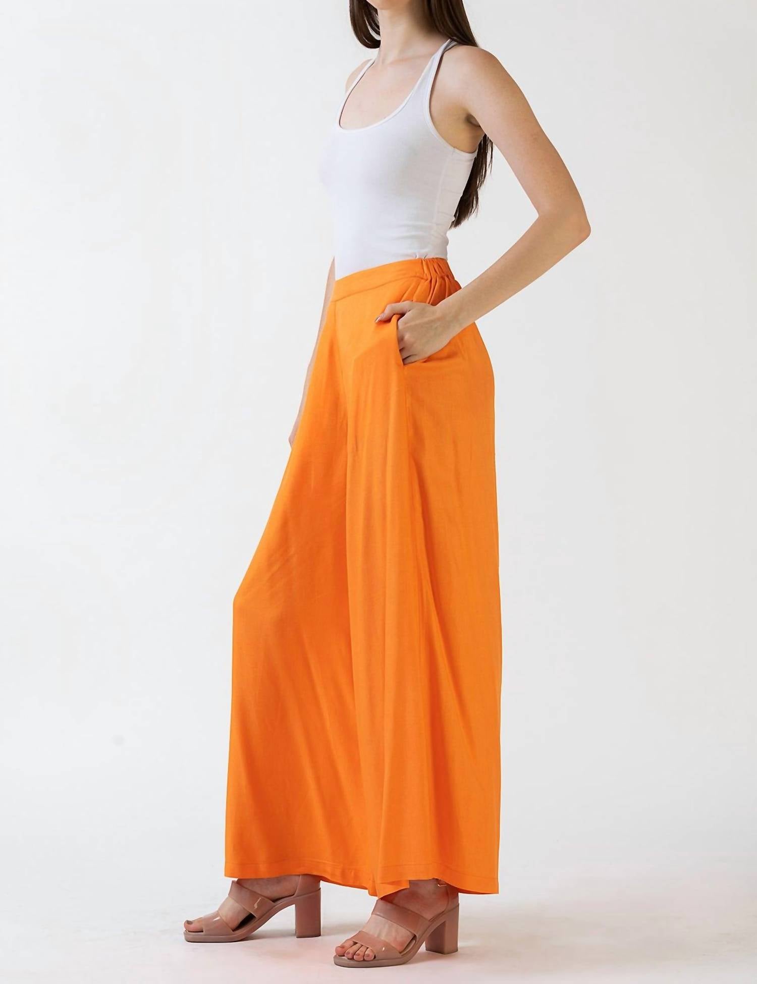 Celina Moon Jana Wide Leg Pants in orange boheme - women's pants - detail view