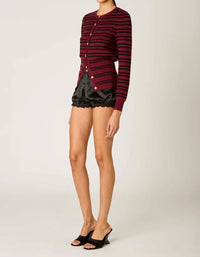 NIA Baxter Long Sleeve Cardigan in red - women's cardigan - detail view