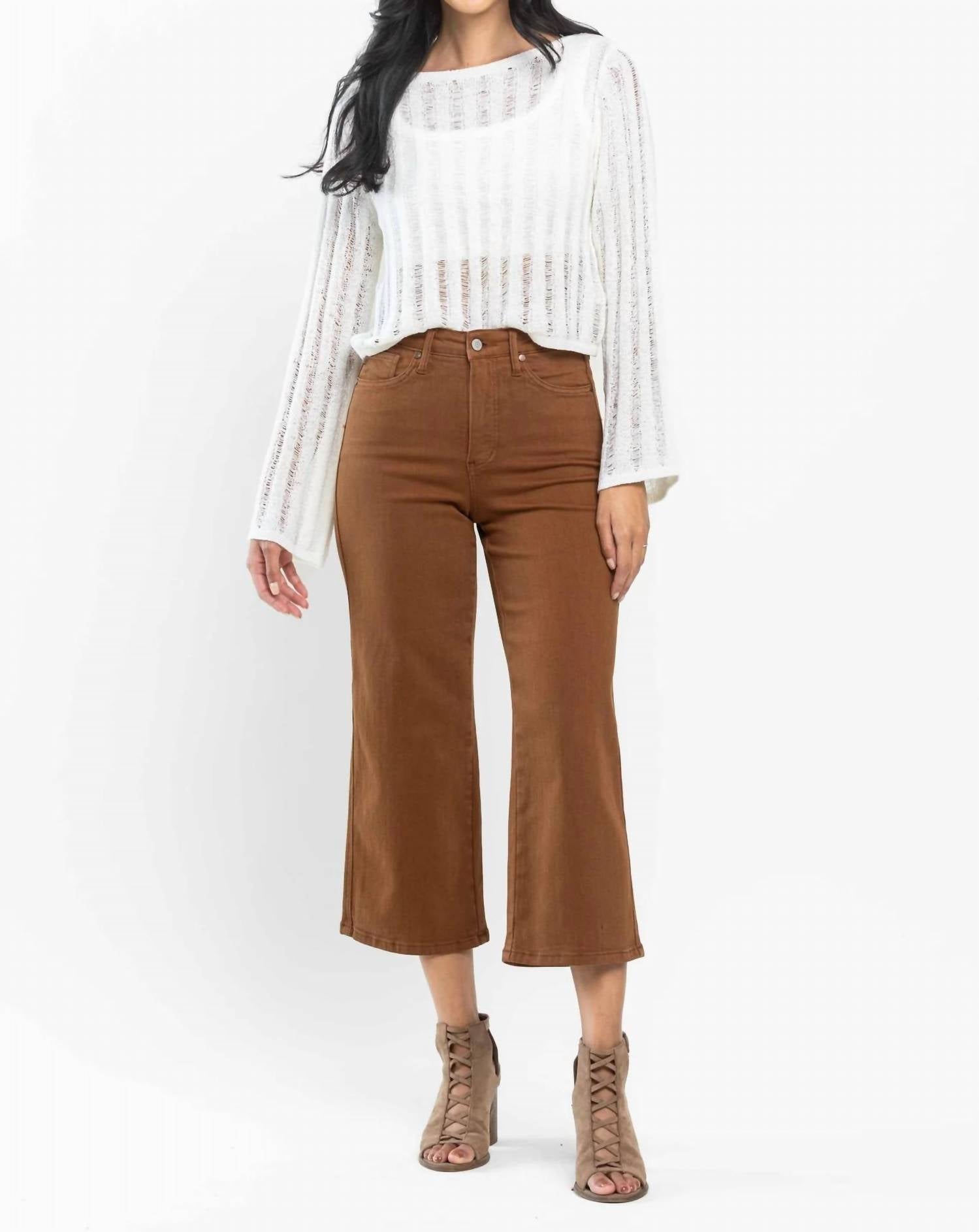 Judy Blue - High Waist Tummy Control Garment Dyed Wide Crop Jeans