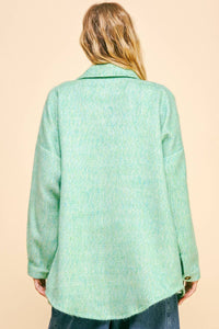 Davi & Dani - Textured Chest Pocket Button Front Shacket Top