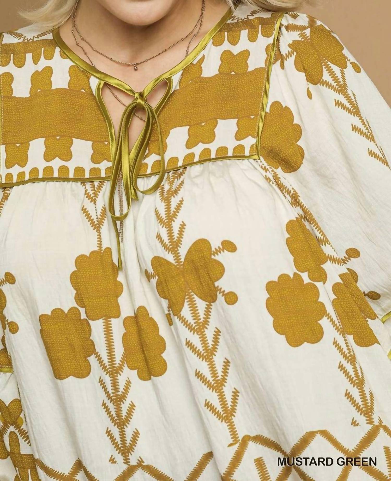 Style USA Tribal Print Dress - Plus Size in mustard - women's dress - view 4