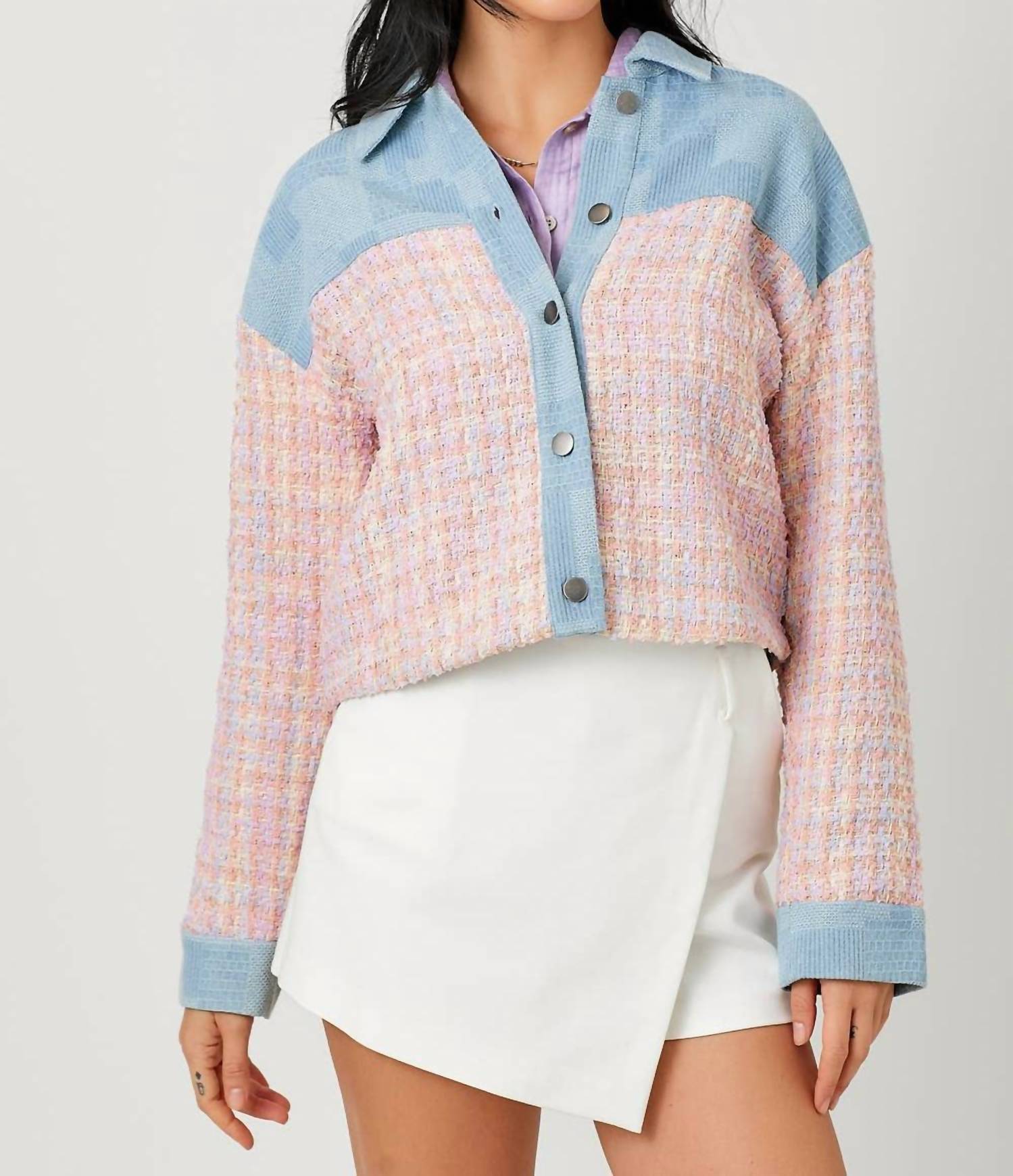 Mystree - Mixed Feelings Denim & Tweed Jacket