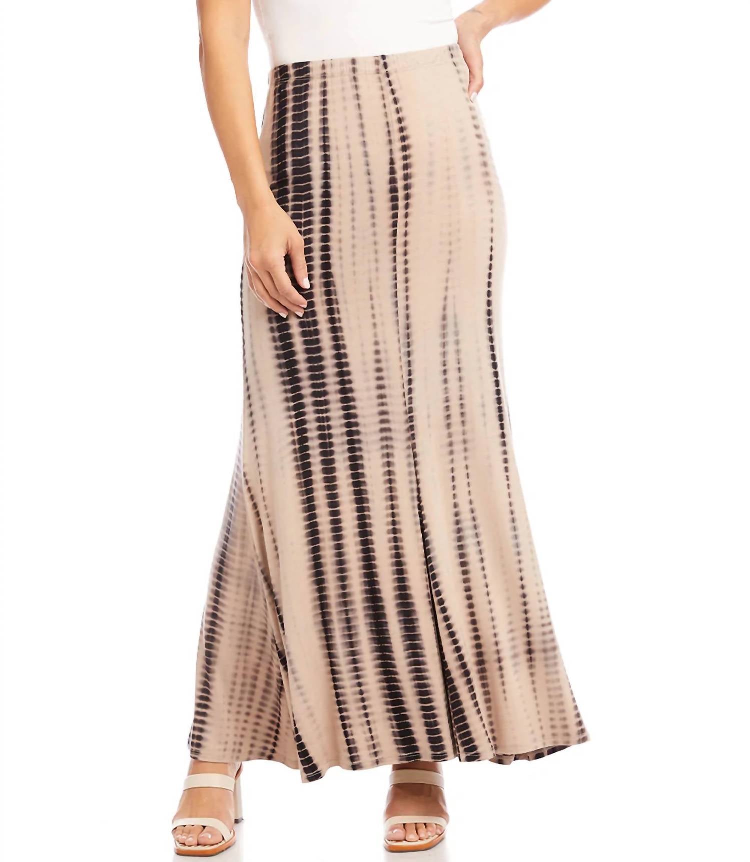 Karen Kane Tess Maxi Skirt in brown tie dye - women's skirt