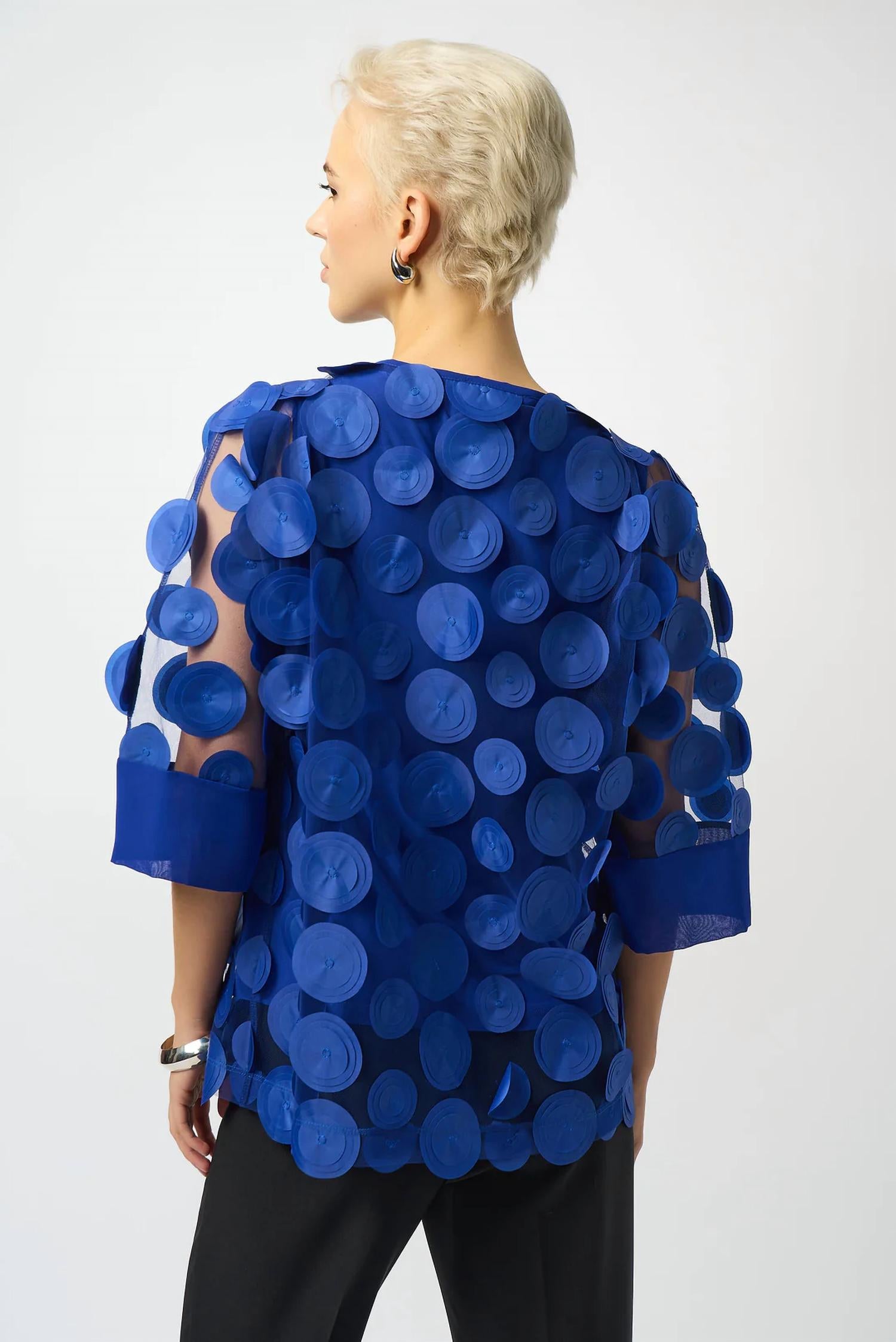 Joseph Ribkoff - 3d Dot Mesh 3/4 Sleeves Top