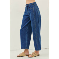Idem Ditto - Mid Rise Barrel Leg Ankle Denim Pants