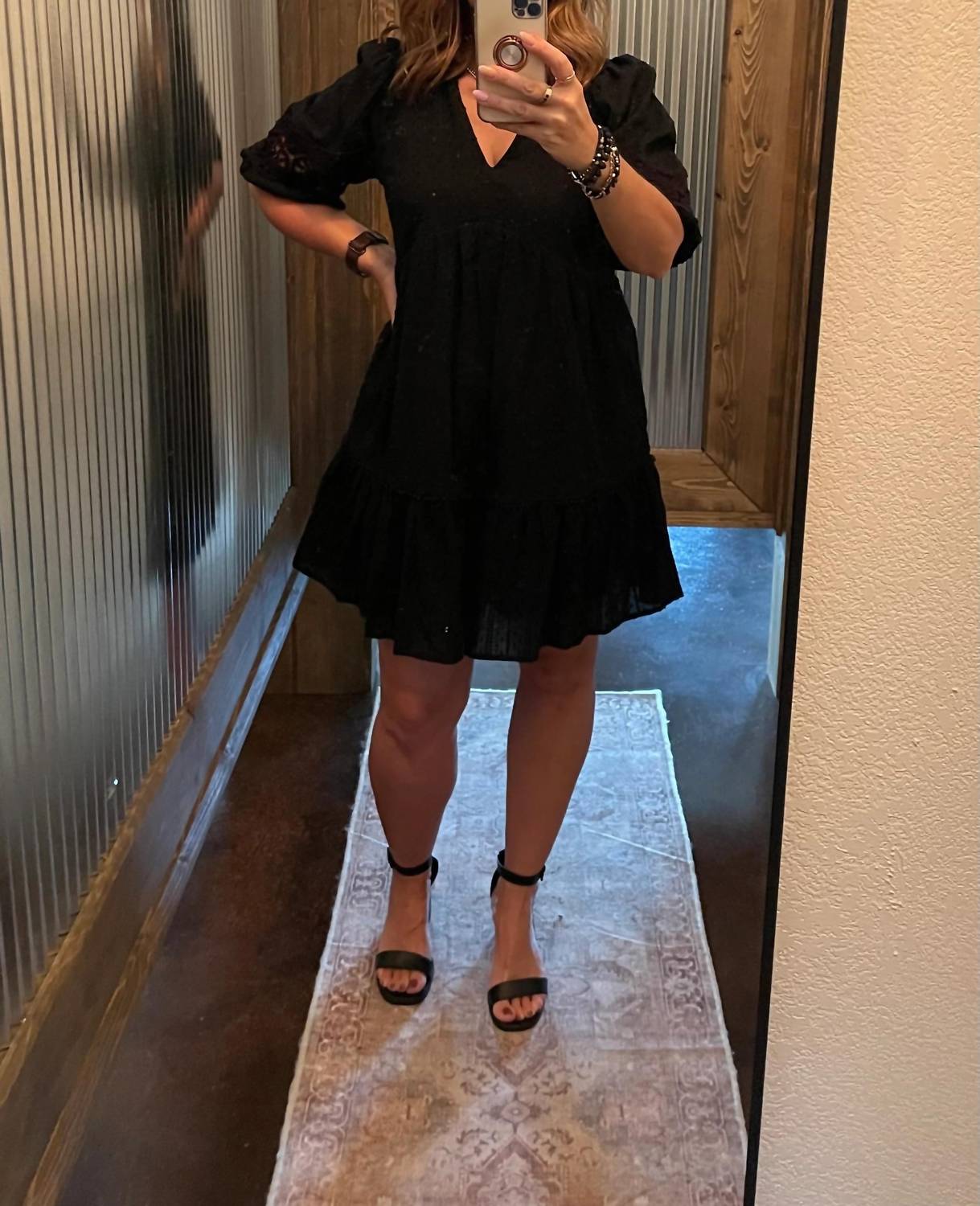 Umgee - Crochet Sleeve V-neck Dress