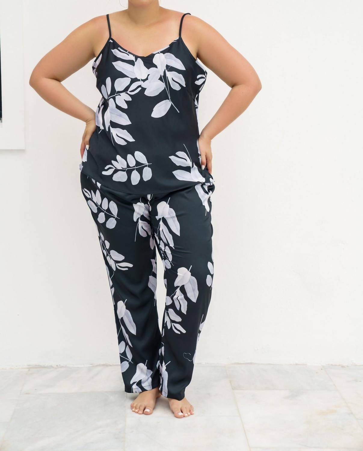 Isayes - Floral Scoopneck Pajama Set - Plus