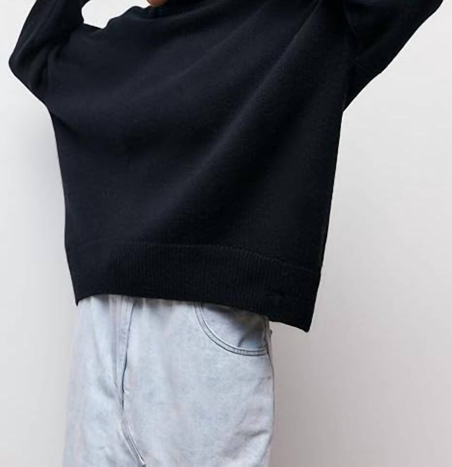 Rosa Clothing Soft Oversized Turtleneck Sweater in black - women's sweater - alternate view