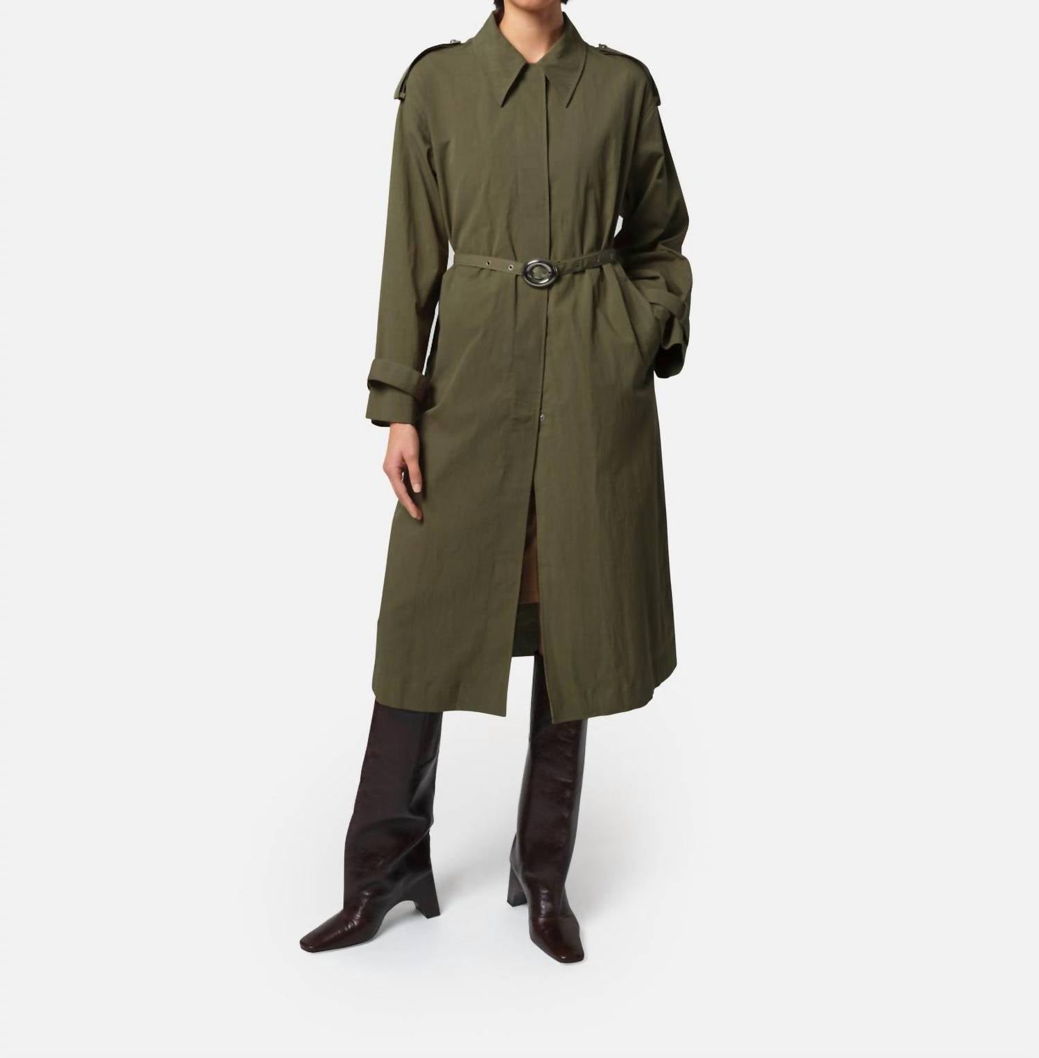 APPARIS Ozzy Belted Trench Coat in desert green - women's jacket