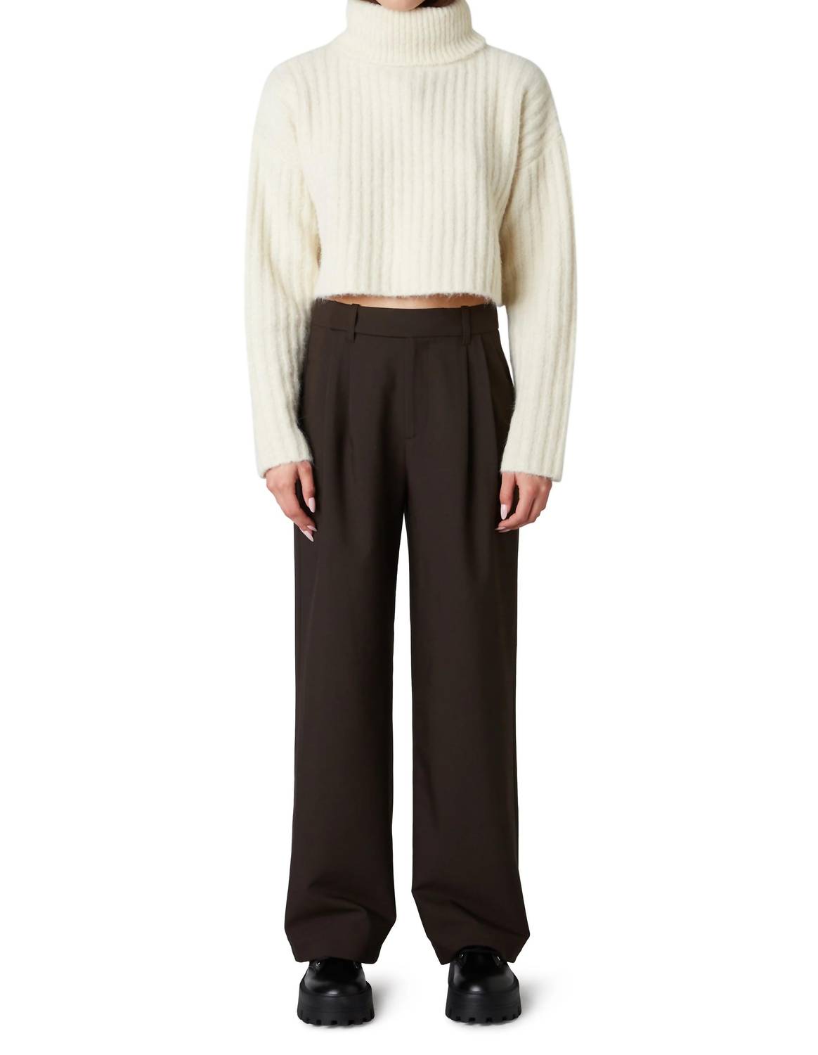 NIA Kara Wide Leg Trouser in espresso - women's pants