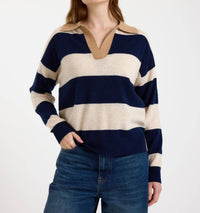 Brodie Cashmere Ruby Rugby Cashmere Polo in navy - women's sweater
