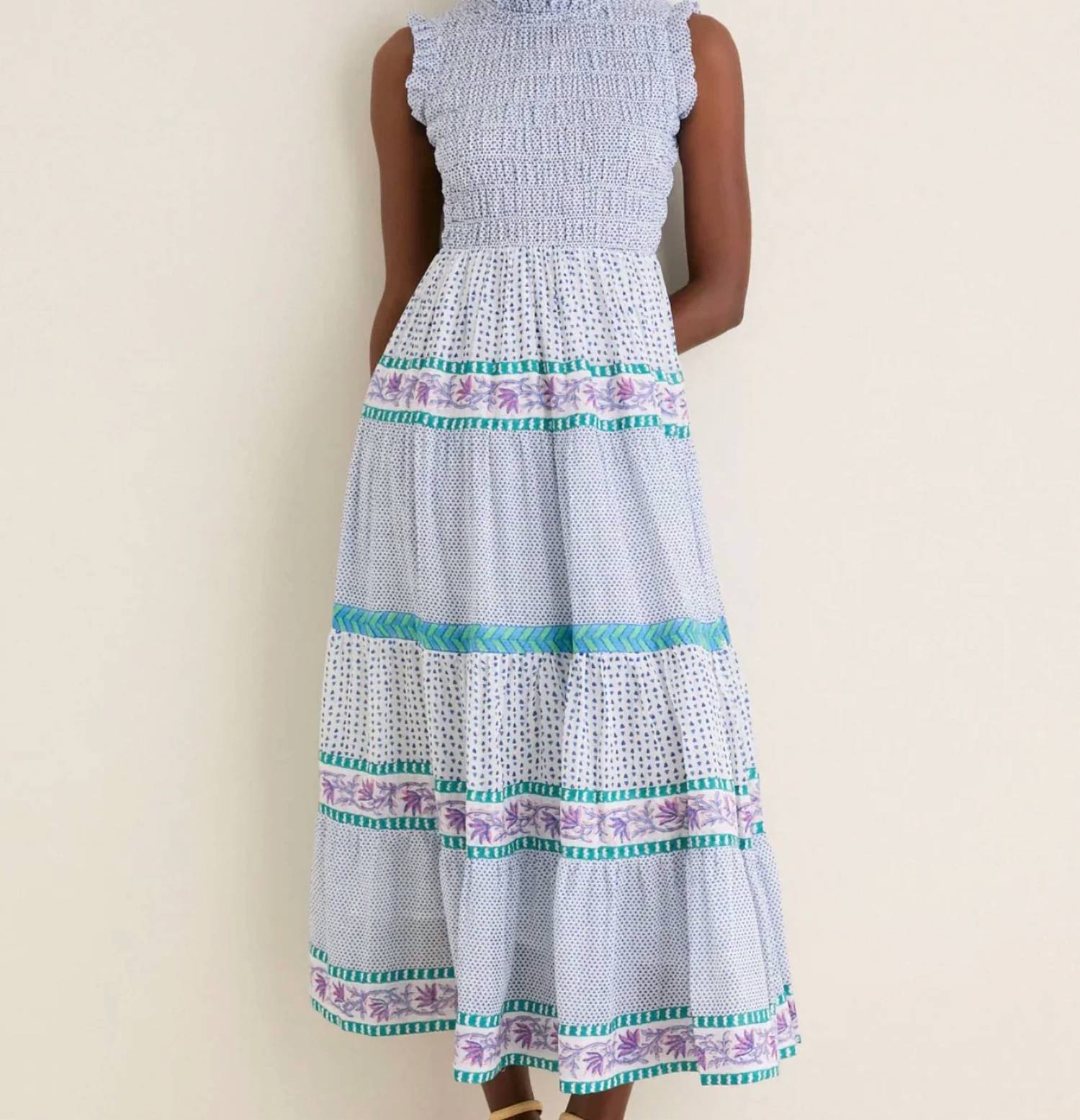 Oliphant - Sleeveless Smocked Maxi Dress