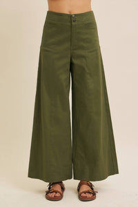 In February Melissa Stretchy Wide Leg Pant in olive - women's pants