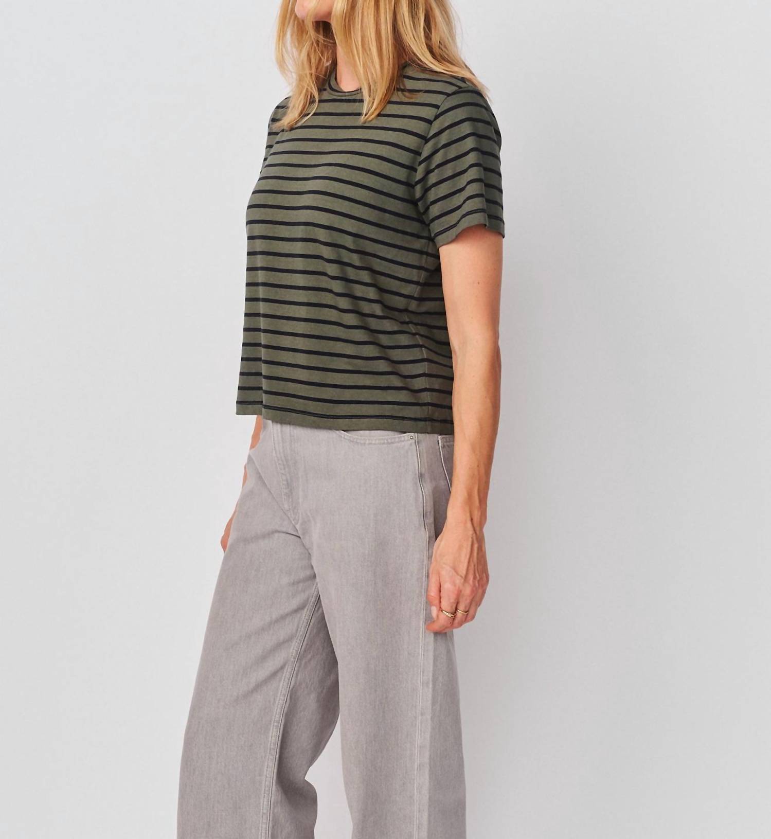Sundry Short Sleeve Boxy Crew Tee in signature green - women's t-shirt - detail view