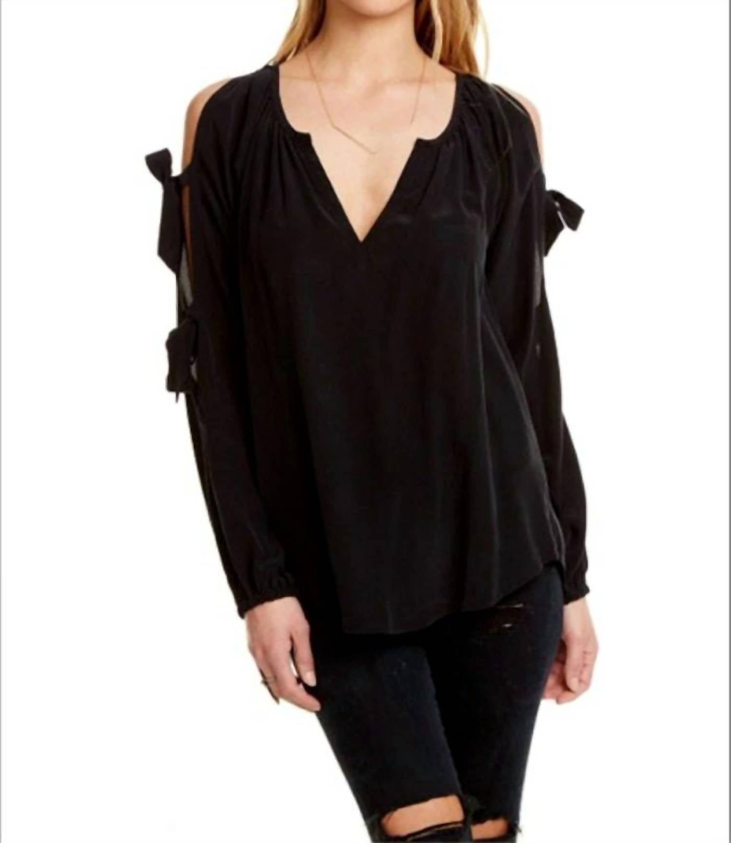 Chaser - Silk Slit Blouson Sleeve Top