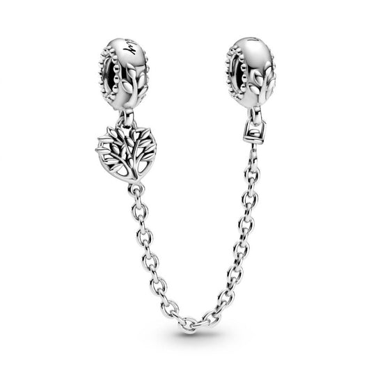 Pandora - Women's Heart Family Tree Safety Chain Charm