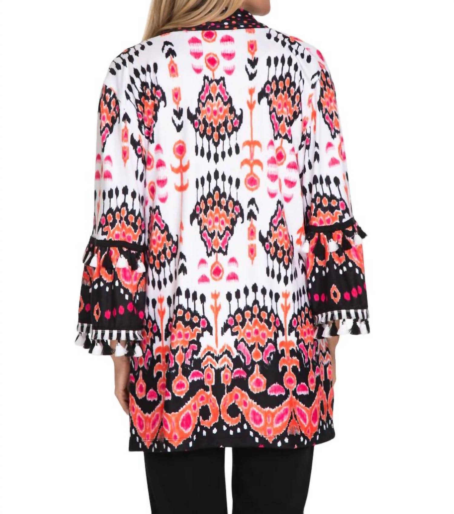 Multiples - 3/4 Flounce Sleeve Print Jacket