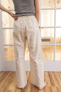 Raisonnel - Teagan Eyelet Embroidered Wide-leg Pants