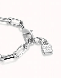 Unode50 - Unisex Paper Clip Link Bracelet With Padlock
