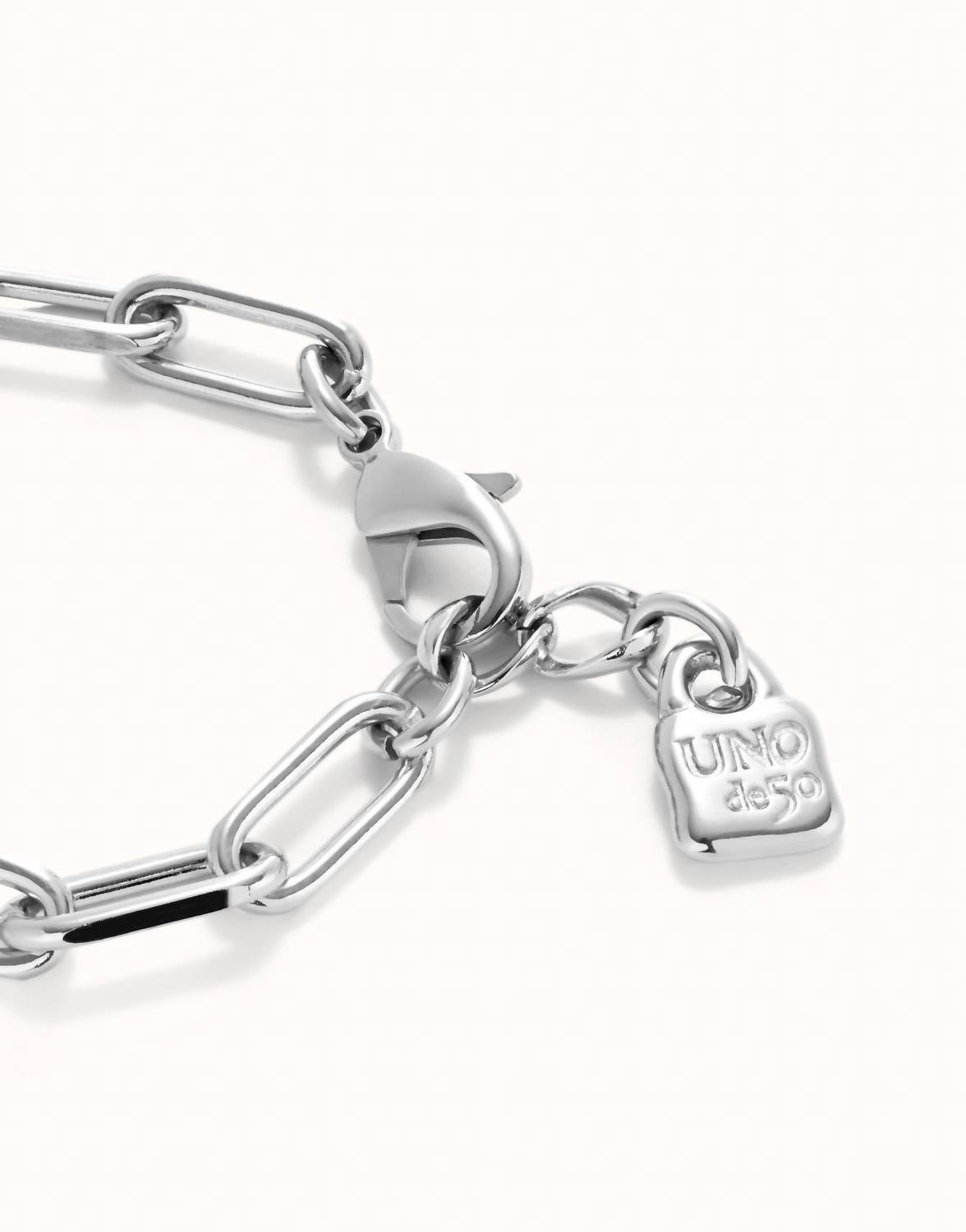 Unode50 - Unisex Paper Clip Link Bracelet With Padlock