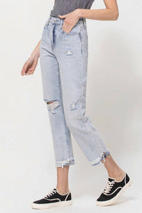 Vervet By Flying Monkey - Super High Relaxed Cuffed Straight Leg Jeans