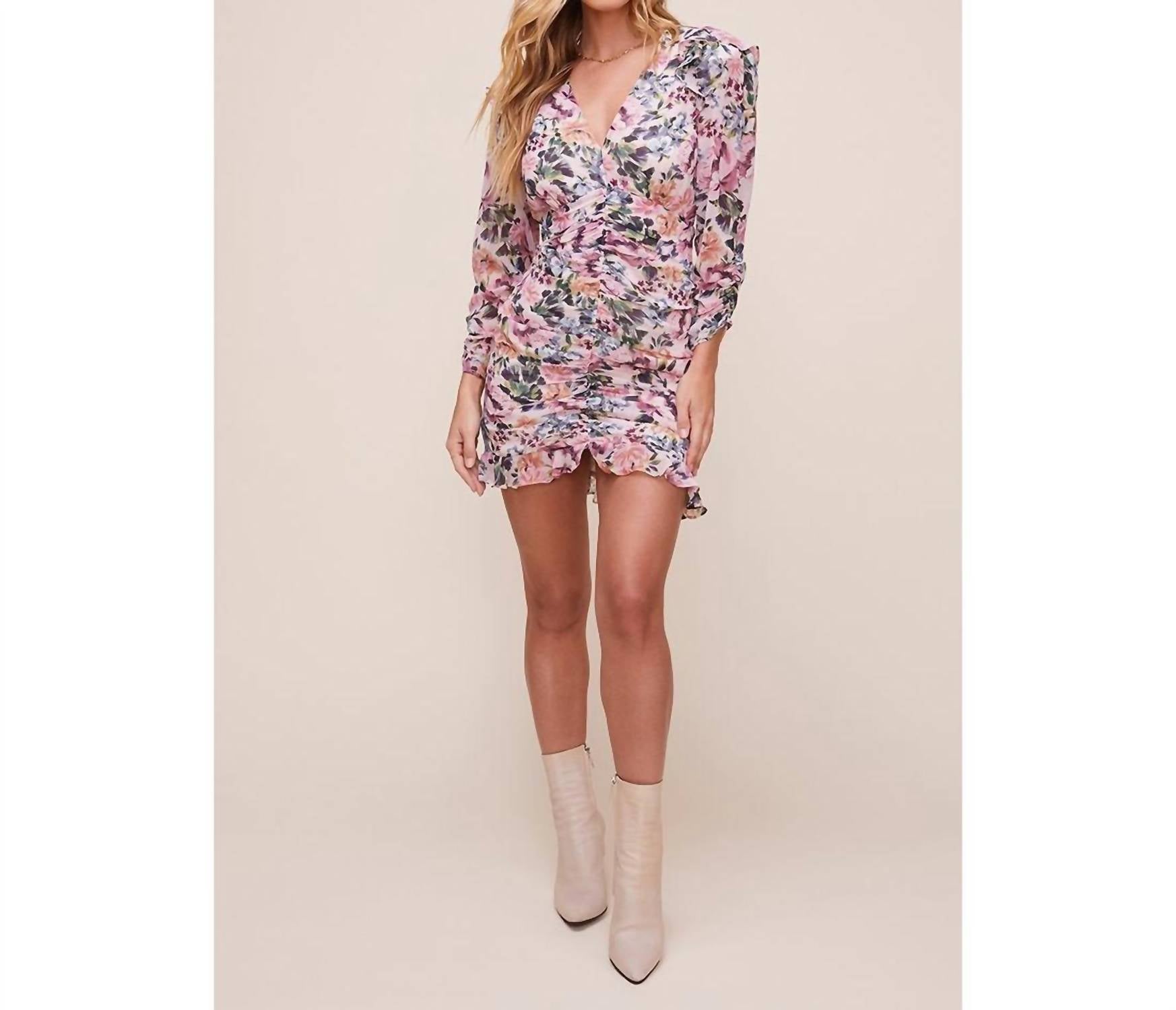 ASTR Kimbra Dress in pink multi floral - women's dress - detail view
